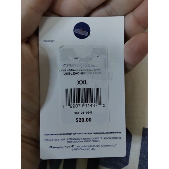 Champion NWT Men's Size XXL Cream Short Sleeve Jersey-Style Football #19 T-Shirt - Picture 6 of 7